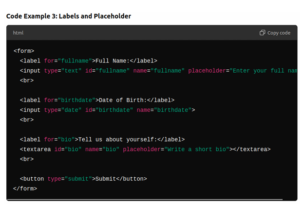 labels & placeholder