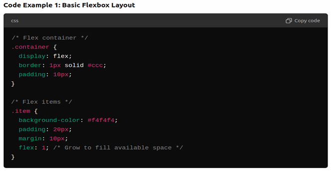 Basic flexbox layout